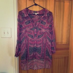 DVF Lorelei two print silk blouse